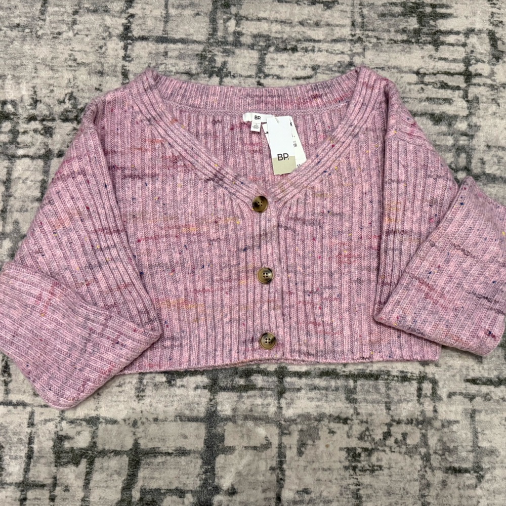 NWT BP Pink Ribbed Button-Up Cardigan - Picture 3 of 5